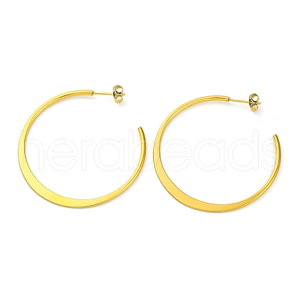 Ion Plating(IP) 304 Stainless Steel Ring Stud Earrings EJEW-K295-01B-G-1