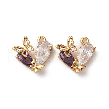 Brass Micro Pave Cubic Zirconia Charms KK-Z112-40G-01-1