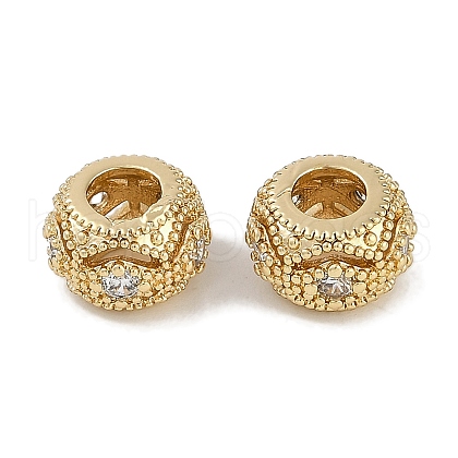 Brass Micro Pave Cubic Zirconia European Beads KK-I719-19G-1