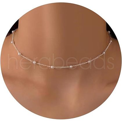 Simple Style Alloy & Imitation Pearl Round Link Chain Necklaces for Women FS-WG0DEC3-04-1
