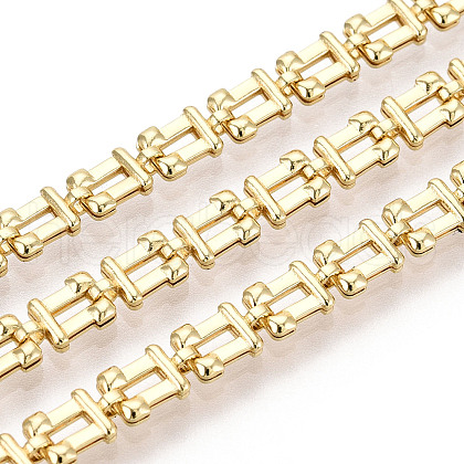 Brass Rectangle Link Chains KK-T074-78G-1