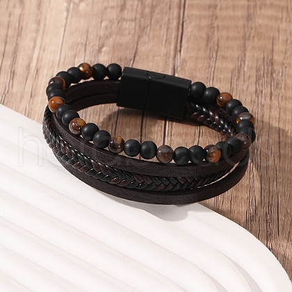 Natural Tiger Eye Beaded Bracelets PW-WG0062D-04-1