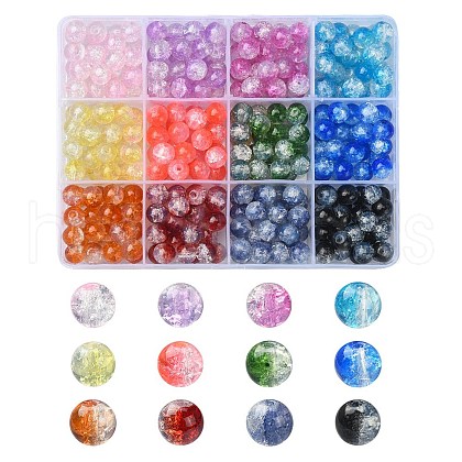 360Pcs 12 Colors Transparent Crackle Baking Painted Glass Beads Strands DGLA-YW0001-12-1