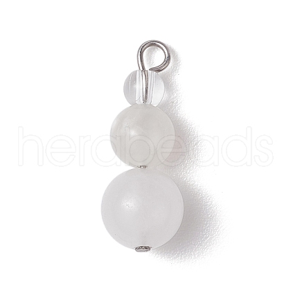 Natural Quartz Crystal Round Beaded Pendants PALLOY-JF02867-08-1