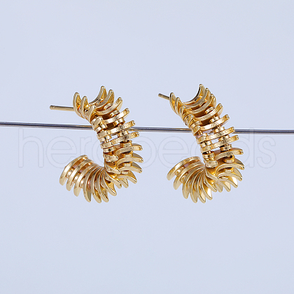 C-shaped with Crescent Brass Stud Earrings YY8600-1