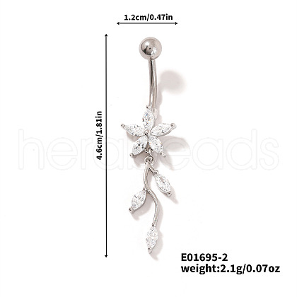 Shiny Brass Crystal Rhinestone Belly Button Rings CZ7821-2-1