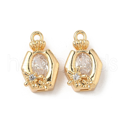 Brass Micro Pave Cubic Zirconia Pendants KK-S531-06G-B-1