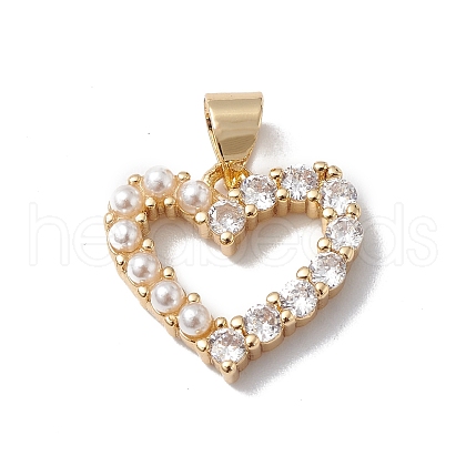 Rack Plating Brass Micro Pave Clear Cubic Zirconia Charms KK-H434-35G-1