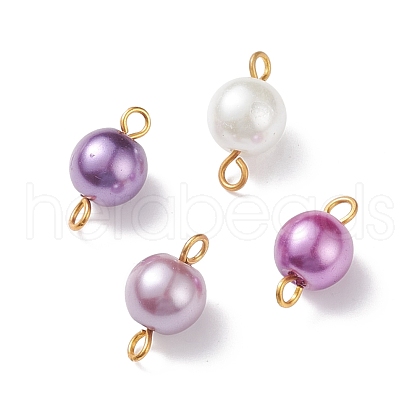 Glass Imitation Pearl Connector Charms PALLOY-JF01881-02-1