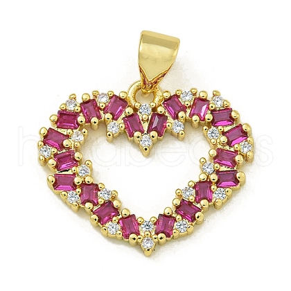 Rack Plating Brass Pave Cubic Zirconia Pendants KK-U029-09G-03-1