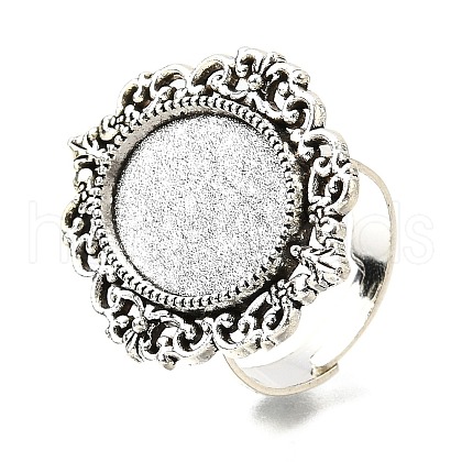 Vintage Adjustable Iron Finger Ring Components Alloy Cabochon Bezel Settings X-PALLOY-Q300-09AS-NR-1