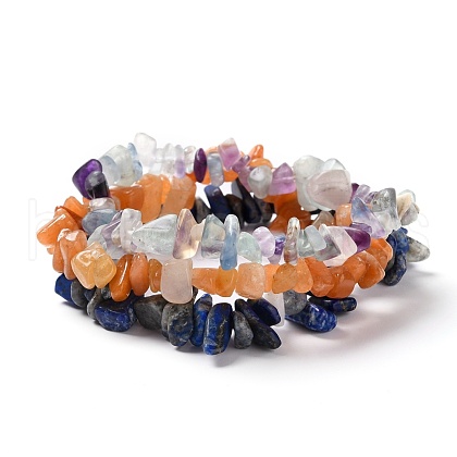 Chip Natural Gemstone Beaded Stretch Bracelets Sets BJEW-JB05700-1