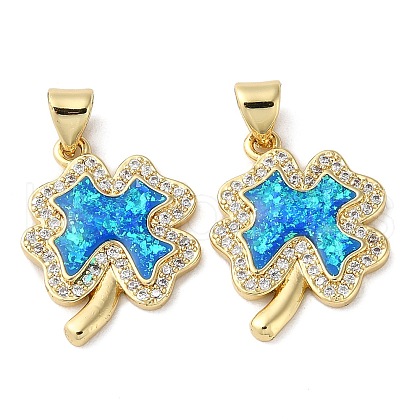 Brass Micro Pave Blue Cubic Zirconia Pendants KK-D057-03G-1