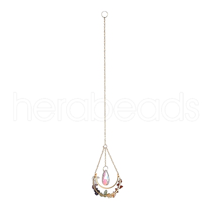 Teardrop Glass Hanging Suncatchers HJEW-I011-02G-1