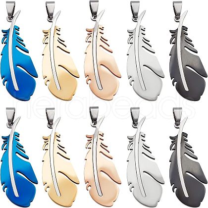 Unicraftale 10Pcs 5 Colors 201 Stainless Steel Pendants STAS-UN0035-66-1
