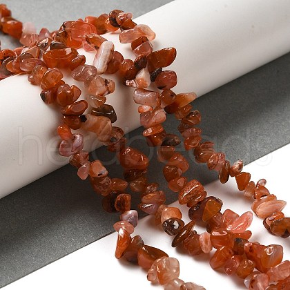 Natural South Red Agate Chips Bead Strands G-M205-40-1