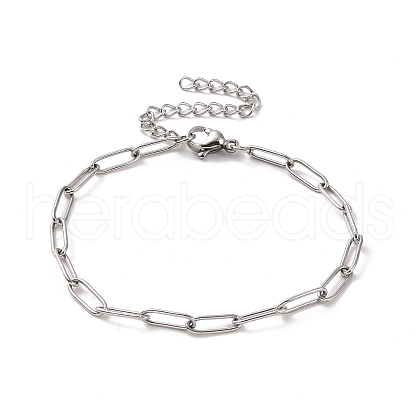 304 Stainless Steel Paperclip Chain Bracelet for Men Women BJEW-E031-03P-05-1