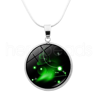 Glass Constellation Pendant Necklace with Brass Snake Chains PW-WG90948-11-1