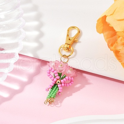 Bouquet Handmade Glass Seed Beaded & Acrylic Pendants Decorations HJEW-MZ00269-04-1