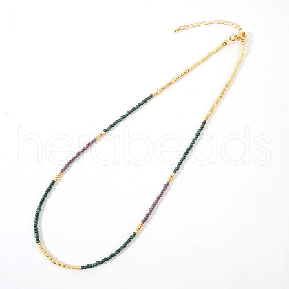 Vintage Short Colorful Glass Seed Beaded Necklace AF0855-5-1