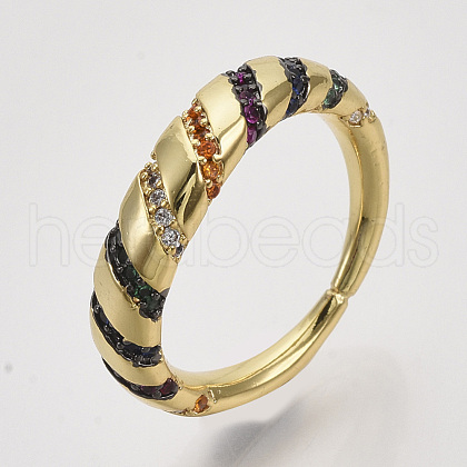 Brass Micro Pave Cubic Zirconia Finger Rings ZIRC-Q022-025G-NF-1