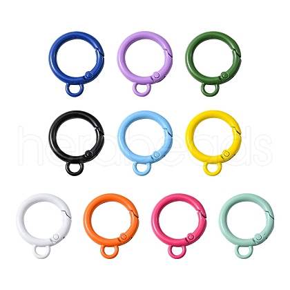 10Pcs Spray Painted Alloy Spring Gate Rings FIND-YW0001-63-1