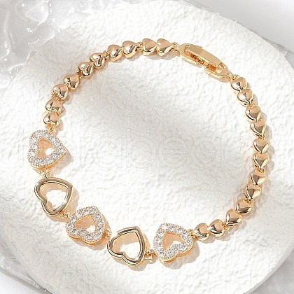 Brass Micro Pave Cubic Zirconia Link Chain Bracelets KK-R217-47G-1