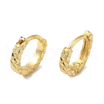 Textured Ring Brass Huggie Hoop Earrings for Women EJEW-C097-06C-G-1