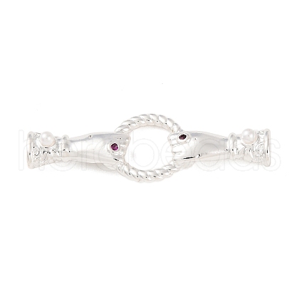 Brass Micro Pave Clear Cubic Zirconia Fold Over Clasps KK-C076-01S-1