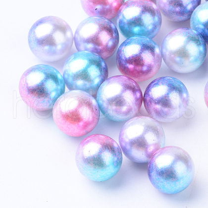 Rainbow Acrylic Imitation Pearl Beads OACR-R065-8mm-A02-1