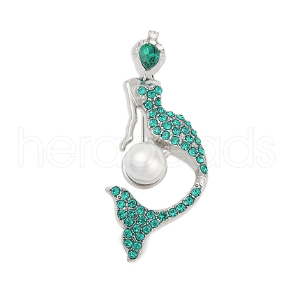Mermaid Alloy Rhinestone Brooches for Backpack Clothes PALLOY-D361-24P-02-1