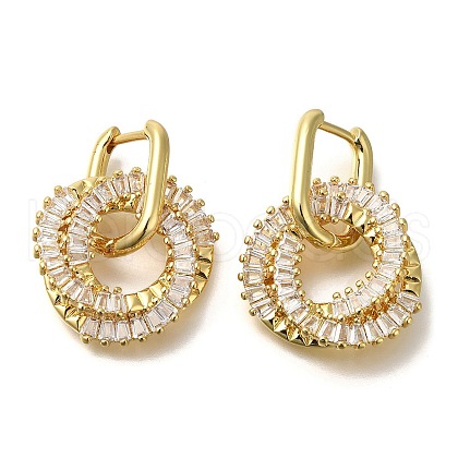 Ring Rack Twist Plating Brass Micro Pave Clear Cubic Zirconia Hoop Earrrings for Women EJEW-L097-07G-1