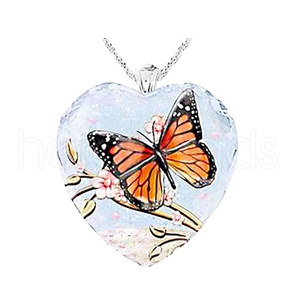 Heart Glass Pendant Necklaces PW23052489139-1