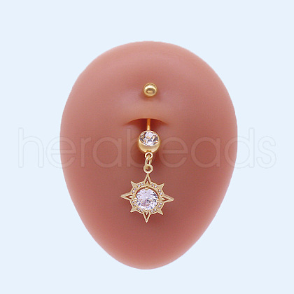 316L Surgical Stainless Steel Micro Pave Clear Cubic Zirconia Belly Rings FS-WGA8928-05-1
