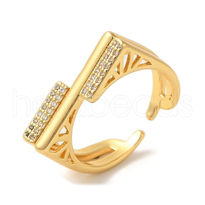 Brass Micro Pave Cubic Zirconia Open Cuff Rings RJEW-U008-21G-1