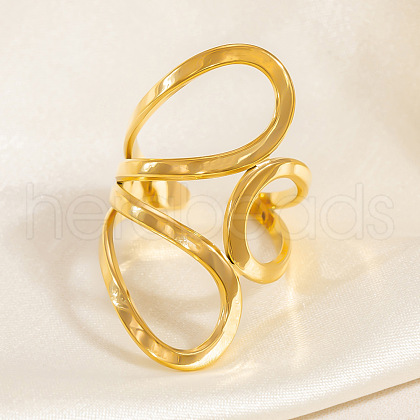 304 Stainless Steel Cuff Rings for Women RJEW-M103-07G-1