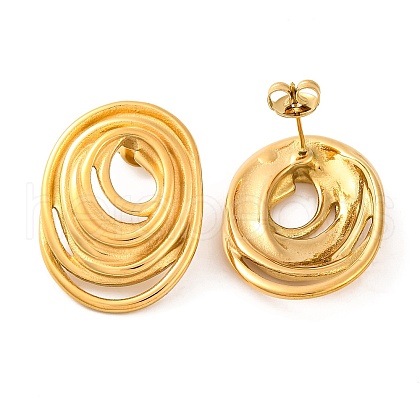 Ion Plating(IP) 304 Stainless Steel Stud Earrings EJEW-G395-07G-1