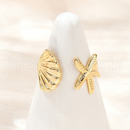 Brass Adjustable Cuff Rings for Women RJEW-B132-02B-G-1