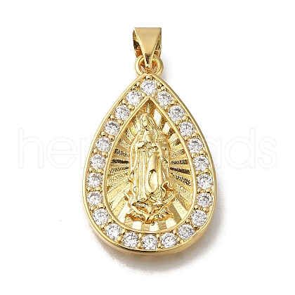 Rack Plating Brass Micro Pave Clear Cubic Zirconia Pendants KK-G500-02E-G-1