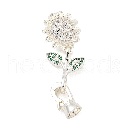 Brass Micro Pave Cubic Zirconia Fold Over Clasps KK-Z072-18S-1