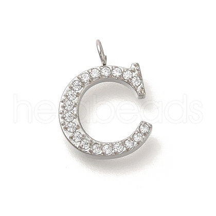 304 Stainless Steel Micro Pave Cubic Zirconia Pendants STAS-H228-06P-C-1