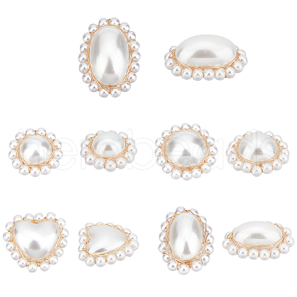 10Pcs 5 Style ABS Plastic Imitation Pearl Pendants FIND-NB0002-48-1