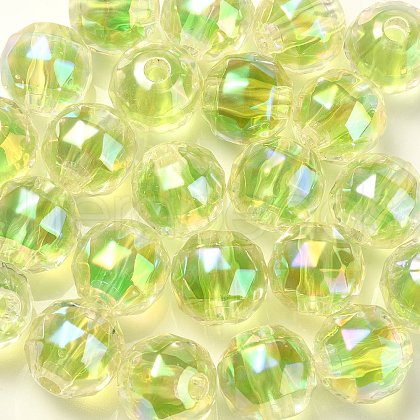 Two Tone UV Plating Rainbow Iridescent Acrylic Beads TACR-D010-06C-1