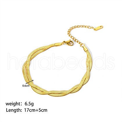 Simple Stainless Steel Snake Chains Multi-strand Bracelets for Summer Beach PM6439-3-1