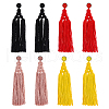 FIBLOOM 4 Pairs 4 Colors Polyester Tassels Earrings with Seed Beaded EJEW-FI0002-96-8