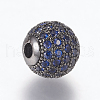 Brass Micro Pave Cubic Zirconia Beads ZIRC-E134-10mm-02B-2