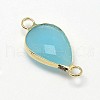 Golden Tone Brass Glass Teardrop Links connectors GLAA-J010A-HF24-G-3