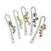 Mixed Natural Gemstone Bead Pendant Bookmarks with Acrylic Leaf AJEW-JK00272-1