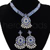 Retro Alloy Rhinestone Stud Earrings & Pendant Necklaces Sets FS-WGCC636-01-1