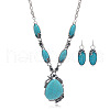 Bohemian Synthetic Turquoise Pendant Necklaces & Earrings Sets for Women LE7615-4